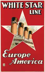 Walter Thomas, White Star Line Europe America, poster