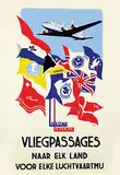 F. van Abs, Lissone Lindeman Vliegpassages naar elk land voor elke luchtvaartmij, poster, silkscreen