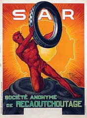Henry Le Monnier, SAR Société Anonyme de Recaoutchoutage (rubber company), 1926, poster