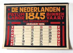 De Nederlanden 1845 Fatum Labor Binnenvaart Alle Verzekeringen (Insurance) by Jan Willem Sluiter, 1935, poster, sold Jul 2022