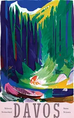Otto Glaser, Davos Schweiz (lake), 1956, poster