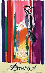 Otto Glaser, Davos (woodpecker), 1957, poster