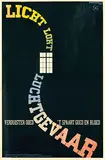 Kurt Schwitters, Licht lokt luchtgevaar verduistert goed, 1943, poster