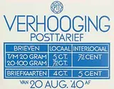 Nicolaas P. de Koo, PTT Verhooging Posttarief, 1940, poster
