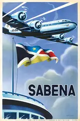 M.P. Cros, Sabena DC 4 Lignes Ariennes Belges, poster
