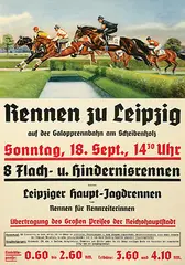Karl Riedel, Rennen zu Leipzig 8-Flach- u. 3 Hindernissrennen, 1937, poster