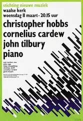 stichting nieuwe muziek waalse kerk christopher hobbs cornelius cardew john tilburg piano by Gielijn Escher, 1970, poster, sold Feb 2022
