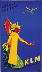 Joop van Heusden, KLM Europe Far East (Constellation), 1949, poster