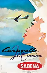 Gaston v.d. Eynde, Sabena Caravelle Jet Continental, poster