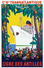 Édouard Collin, Cie Gle Transatlantique French Line Ligne des Antilles, poster