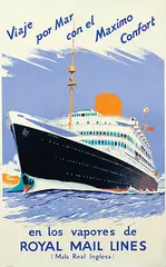 William H. Jarvis, Viaje por Mar con el Máximo conforten los vapores de Royal Mail Lines, 1956, poster