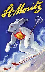 Alex W. Diggelmann, St. Moritz (skiing rabbit), 1955, poster