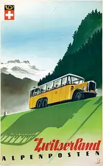 Bernard Reber, Zwitserland Alpenposten, 1936, poster