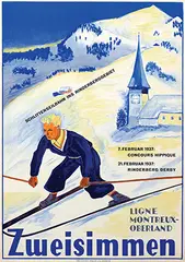 Initials E.F., Zweisimmen Ligne Montreux-Oberland, 1937, poster