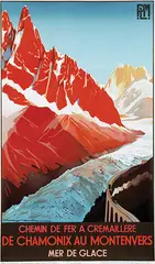 Roger Soubie, De Chamonix au Montenvers, 1982, poster