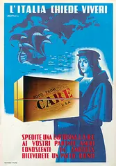 l'Italia chiede viveri (Italy asks for food) CARE food from USA by Andrea Previtali, poster, sold Feb 2022