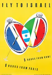Fly to Israel by Jean David, 1954, poster, sold Jul 2021