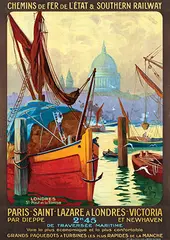 René Péan, Paris-Saint-Lazare à Londres-Victoria par Dieppe et Newhaven, 1927, poster