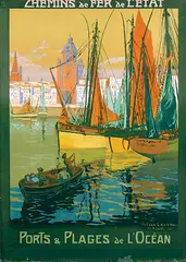 Julien Lacaze, Ports & Plages de l'Océan La Rochelle, 1914, poster