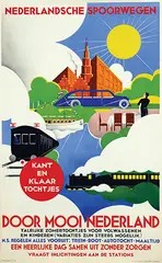 Fré J. Drost, NS Door mooi Nederland een heerlijke dag samen, 1935, poster