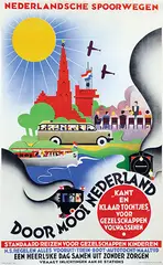 Fré J. Drost, NS Door mooi Nederland standaard reizen, 1936, poster