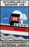 Franciska Clausen, Wm H. Müller & Co's Batavier Lijn Passagiersdienst Rotterdam-Londen, 1928, poster