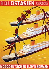Hugo Feldtmann, Norddeutscher Lloyd Bremen Ostasien Express, poster