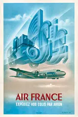 Max Ponty, Air France Expédiez vos colis par avion (DC-4), 1949, poster