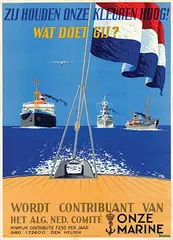 Jan  Verhoeven, Onze Marine zij houden onze kleuren hoog!, poster