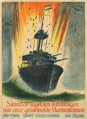 Jan  Verhoeven, Steunt de nagelaten betrekkingen van onze gesneuvelde Marinemannen, 1945, poster