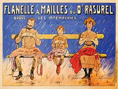 Eugène Vavasseur, Flanelle à Mailles du Dr. Rasurel brave les intempéries, 1890, poster