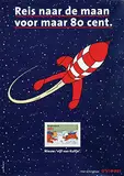 Hergé & Moulinsart, PTTPost Kuifje (TinTin) Reis naar de maan, 1999, poster
