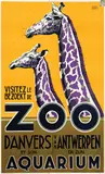 Edgard Darimont, Visitez le Zoo Anvers Bezoekt de Zoo in Antwerpen en zijn Aquarium (giraffe), 1935, poster