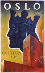 Mac Ottar Michaelsen, Oslo Norway 900 years, 1950, poster
