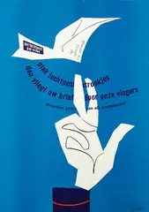 Jan Bons, per luchtpost par avion-plak luchtpoststrookjes, 1957, poster