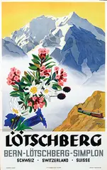 Armin Bieber, Lötschberg Bern-Lötschberg-Simplon Schweiz, 1939, poster