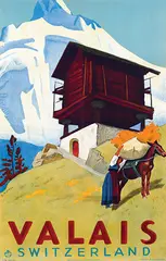 Erich Hermes, Valais Switzerland, 1938, poster