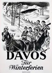 Carl F. Moos, Davos Für Winterferien, 1926, poster