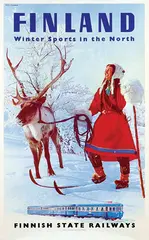 E. Blomberg, Finnish State Railways Finland Winter Sports in the North, poster