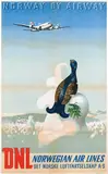 Gunnar Moum, Norway by Airway DNL Norwegian Air Lines, 1951, poster