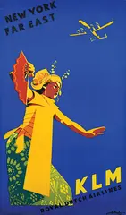 Joop van Heusden, KLM New York Far East, 1949, poster