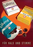 Franz Gygax, Läkerol Tabletten für Hals und Stimme, 1958, poster