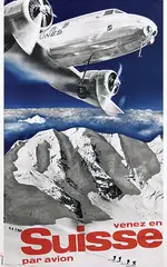 Herbert Matter, Swissair venez en Suisse par avion, 1981, poster
