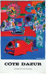 Roger Bezombes, Côte d'Azur, 1956, poster
