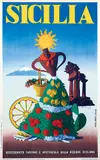 Mino Delle Site, Vos vacances en Italie au bord des lacs, 1953, poster