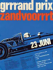 auto art amstelveen, grrrand prix zandvoorrrt 23 juni, 1968, poster