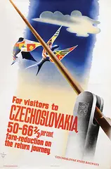 Henri Ch. Jonas, Czechoslovak State Railway For visitors to Czechoslovakia fare-reduction, 1938, poster