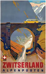 Wilhelm F. Burger, Zwitserland Alpenposten, 1937, poster