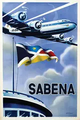 M.P. Cros, Sabena DC 4 Lignes Ariennes Belges, poster
