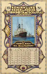 Leo Léon, KNSM Koninklijke Nederlandsche Stoombootmaatschappij Amsterdam ss "Costa Rica" en "El Salvador" calendar 1931, poster